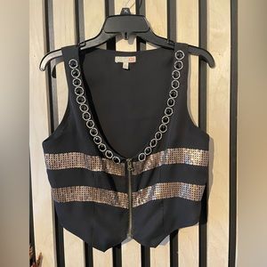 GB black jeweled vest, size M
